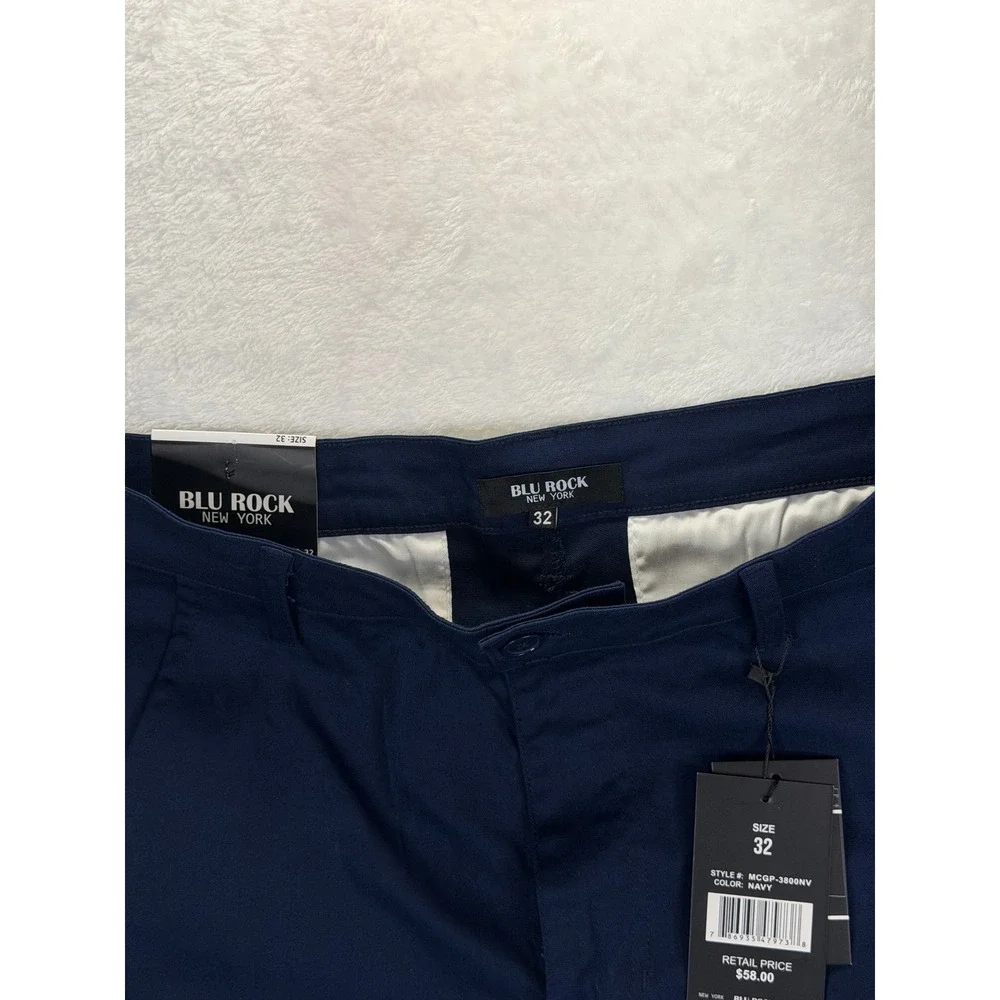 Blu Rock New‎ York Mens Navy Blue Stretch Cargo Pants Size 32 MCGP-3800NV NEW